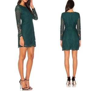 REVOLVE Cupcakes and Cashmere Forest Green Lace Long Sleeve Mini Dress Women’s 6